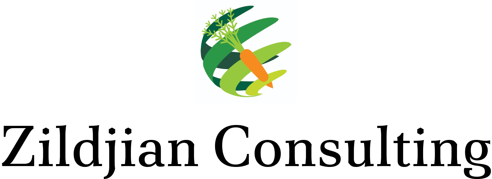A colorful logo featuring green and orange elements with text below.